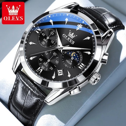 Olevs herrenuhr lederarmband - herrenuhr,