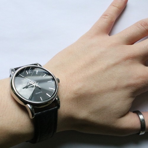 Herrenuhr echtleder schwarz - herrenuhr,